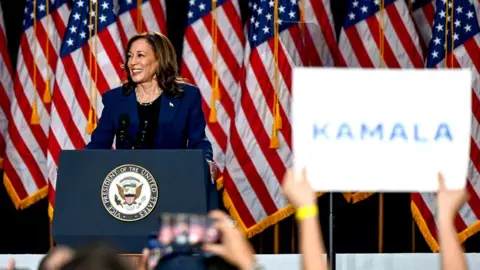 Kamala Harris attacks Trump over ‘fear and hate’ at first rally